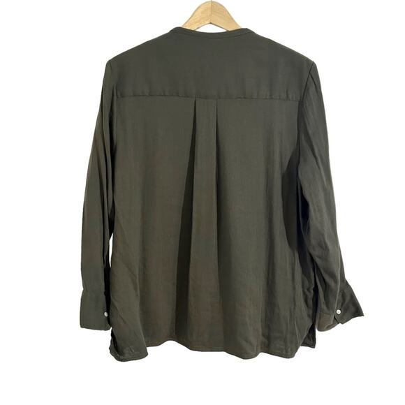 Old Navy Ancient Forest Green Popover Style V-Neck Blouse, Size Large - Picture 5 of 16